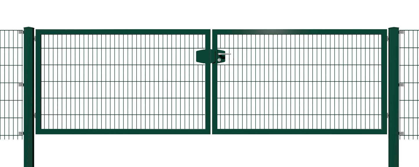 System-Drehflügeltor, grün, Metall, für Zaunanlage – MY-Zaunsysteme