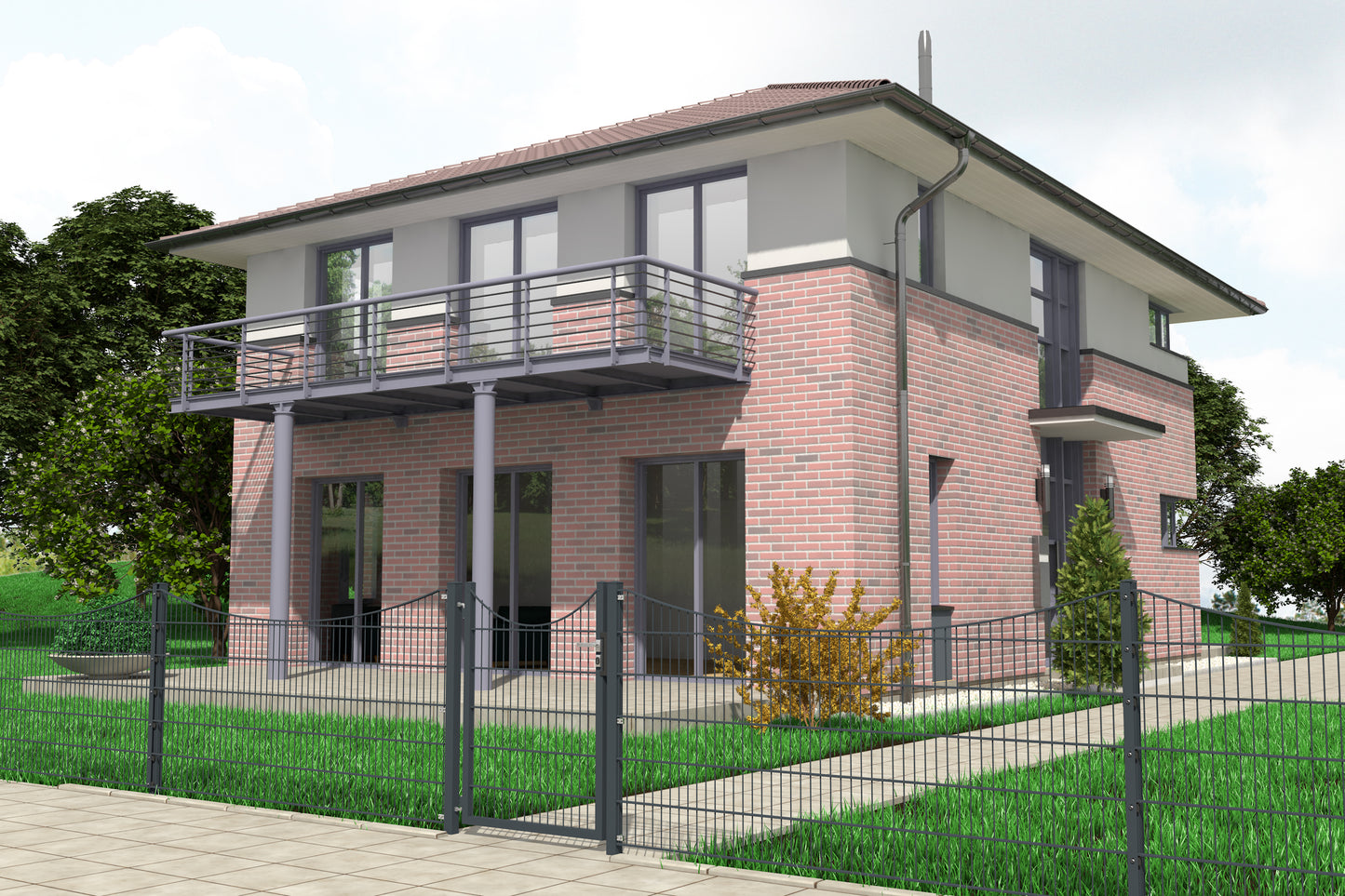 Unterbogen AS200 aus Stahl als Zaunanlage zur Grundstücksabgrenzung – MY-Zaunsysteme