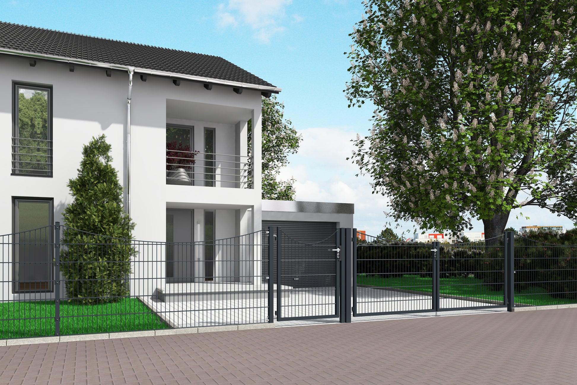 Unterbogen AS2002 Metallzaun als moderne Zaunanlage für Grundstückssicherung – MY-Zaunsysteme