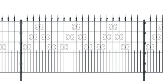 VENUS Anthrazit Zaunanlage aus Metall mit Zierspitzen und Ornamente – MY-Zaunsysteme