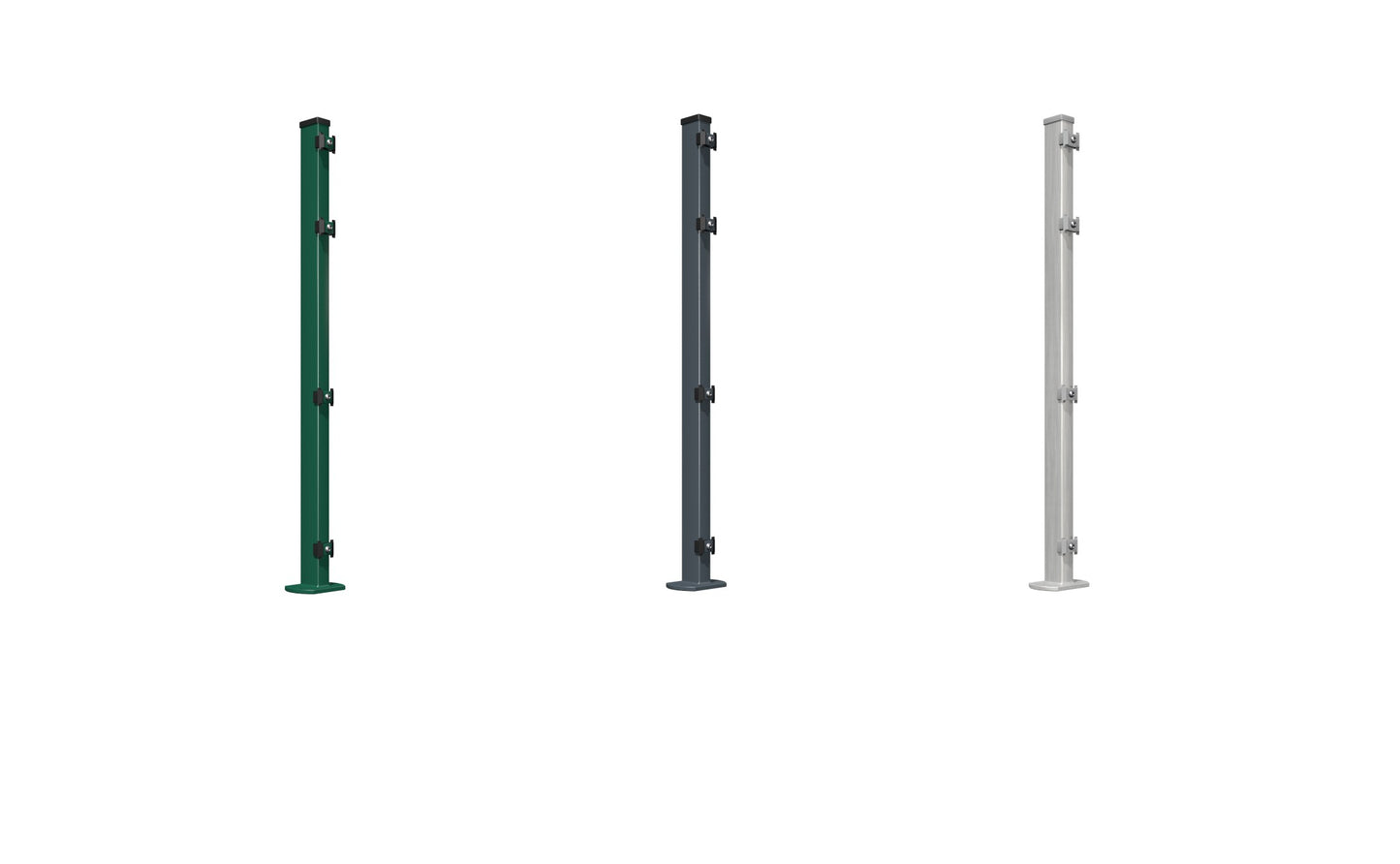 Zaunpfosten aus Metall in drei Farben für Doppelstabmatten Zaunanlage – MY-Zaunsysteme