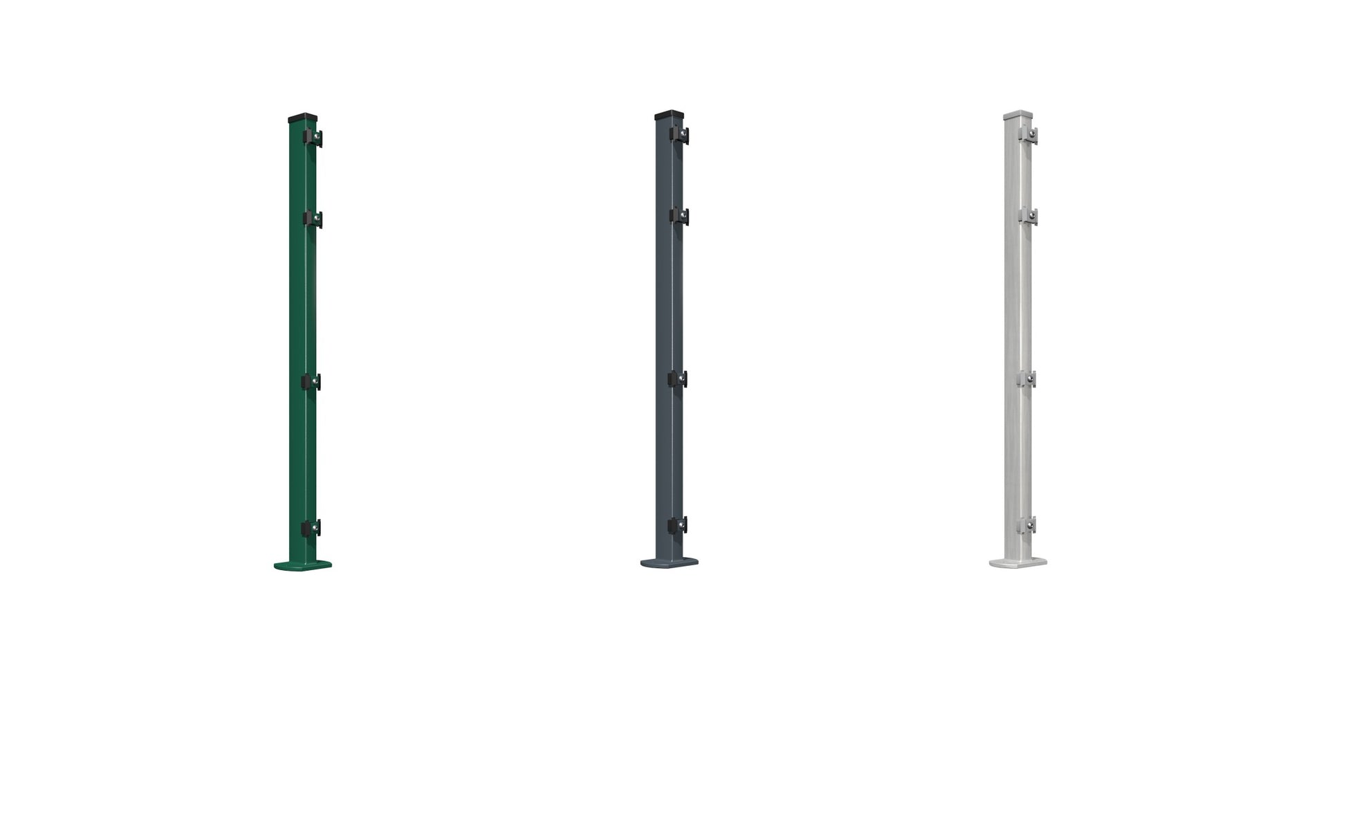 Zaunpfosten aus Metall in drei Farben für Doppelstabmatten Zaunanlage – MY-Zaunsysteme