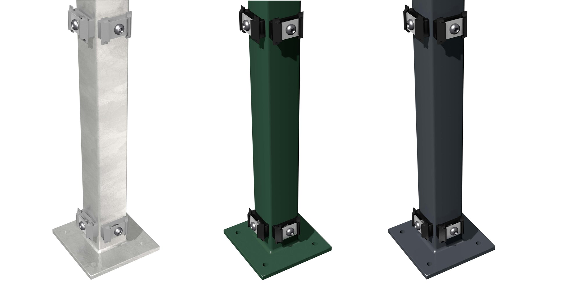 Zaunpfosten feuerverzinkt und pulverbeschichtet für Zaunanlage, aus Stahl – MY-Zaunsysteme