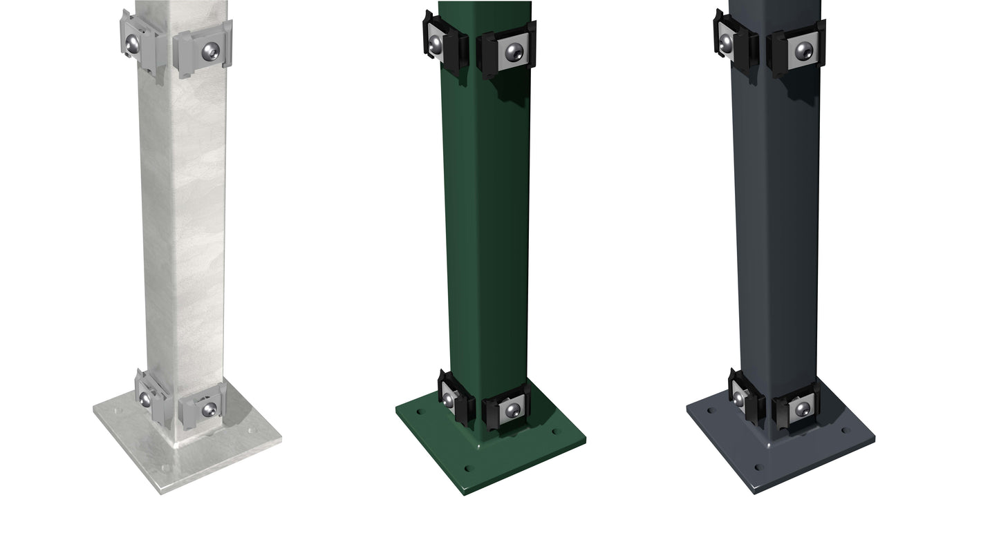 Zaunpfosten RAL 6005, RAL 7016, feuerverzinkt für Zaunanlage aus Stahl – MY-Zaunsysteme
